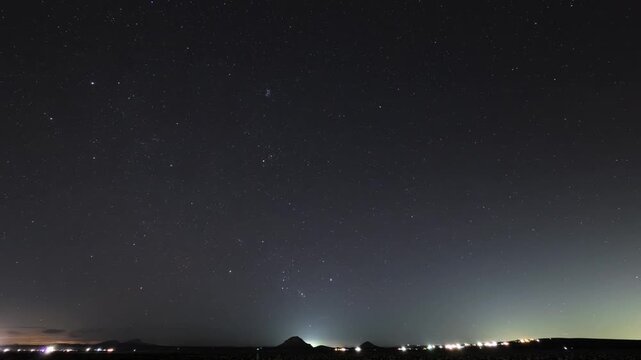 Wide Shot of Geminids Meteor Shower over Mojave Desert