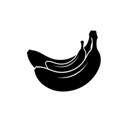 A striking black silhouette depicts a bunch of ripe bananas showcasing their curved forms and natural arrangement