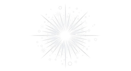 Sparkling starburst with scattered circles on white background
