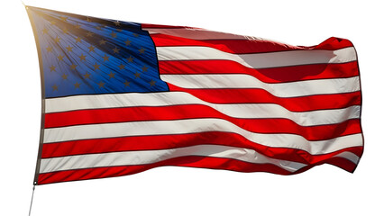 Obraz premium Majestic American Flag Waving Proudly in Sunlight Against a Dark Background