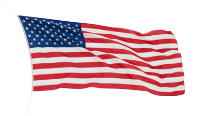 American flag waving proudly against a stark black background, symbolizing patriotism and freedom.