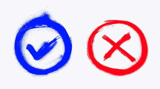Check Uncheck Icons Grunge Brush Stroke Drawing Vector Set