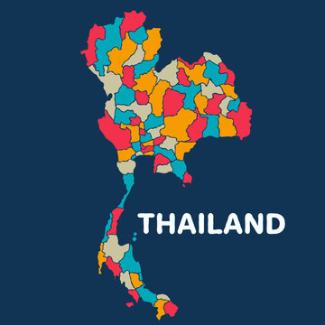 colorful map of thiland on dark background with detailed outline vector illustration	