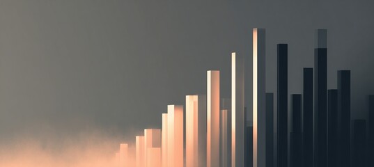 Abstract Smoke Column Bar Chart on Gray Background for Data Visualization