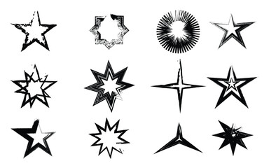 Collection of black and white starburst shapes