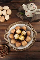 Golden Pearls Eggs with Instant Tea Service - Five Flavors Display