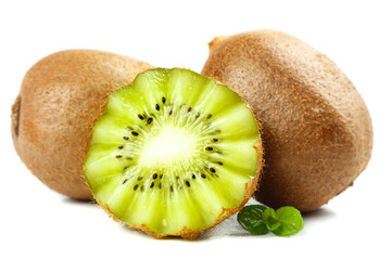 Fresh Green Kiwifruit with Heart-Shaped Seeds Close-Up
