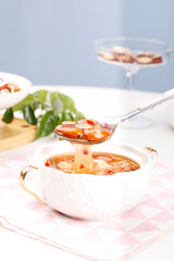 Healthy Instant Soup with Goji Berries, Dates and Nuts