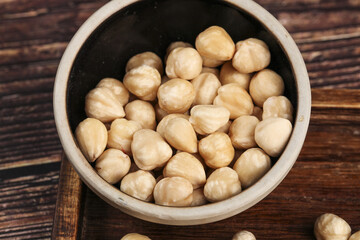 Roasted Chickpeas in White Bowl on Wooden Table