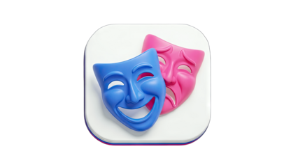 Comedy and Tragedy Masks on a White Background