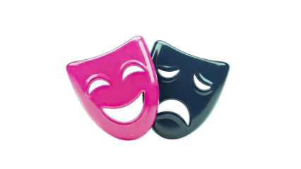 Comedy and Tragedy Masks Together on White Background