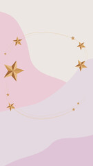 Elegant pastel abstract background with golden stars frame and large copy space, perfect for wedding invitations, luxury branding, social media stories, holiday greetings, posters, flyers.