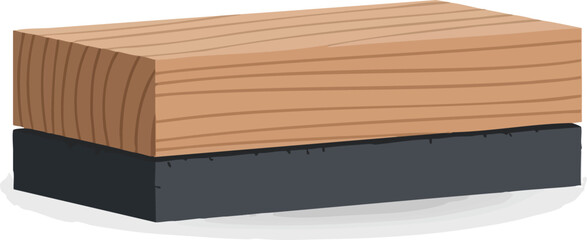 Isometric Wooden Block and Dark Base Illustration for Design Projects