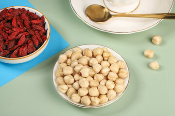 Roasted Chickpeas and Goji Berries Healthy Snack Flat Lay