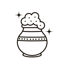 Illustration of  Pongal Pot icon, Pongal, the religious festival of South India.