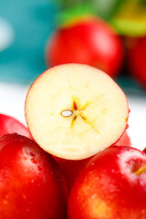 Fresh Red Apples Cut in Half - Crisp Sweet Fruit