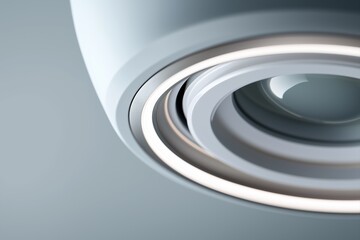 Macro photo of a biomedical optical emitter with elliptical dome, concentric light-shaping rings and matte-white finish