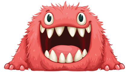 Naklejka premium Playful Red Monster with Enormous Mouth - Cartoon Illustration