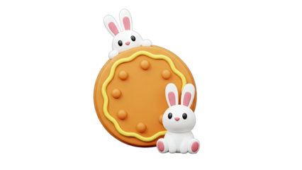 Cute Bunnies with Donut: Easter Celebration