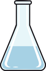 Illustration of a Laboratory Erlenmeyer Flask with Blue Liquid for Scientific Research