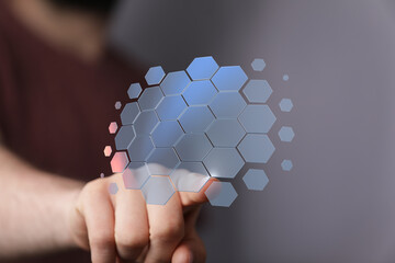 Abstract digital background.  Hexagon shapes, network, technology, innovation, connection.
