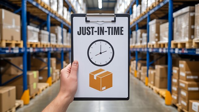 Just in time inventory management concept in warehouse
