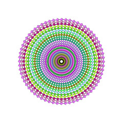 Colorful Geometric Mandala Pattern with Concentric Circles and Diamond Shapes