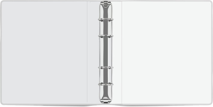 Open White Binder with Metal Rings for Organizing Documents and Loose-Leaf Papers