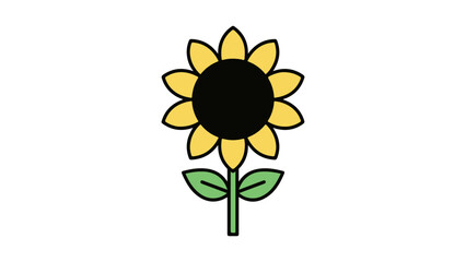 simple sunflower cartoon illustration, simple cartoon sunflower shape on white background vector illustration