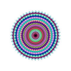 Colorful Geometric Mandala with Intricate Radial Pattern and Sharp Edges