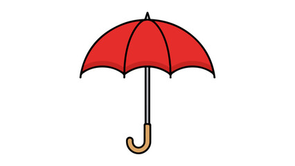 simple red umbrella vector illustration isolated on white