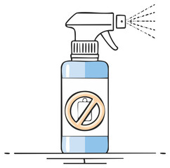 Fototapeta premium Anti consumerism concept illustration of a shopping repellent spray bottle with a no bag sign