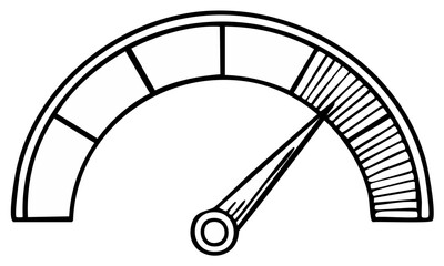 Hand Drawn Speedometer Gauge Graphic Measuring Performance Level Meter Indicator Concept