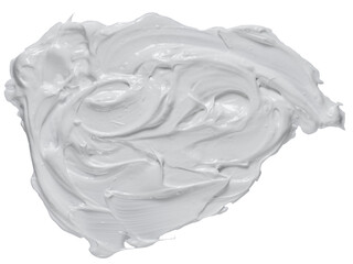 Smear of thick white paint or cream with a raised texture on a isolated background