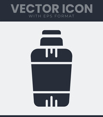 Cocktail shaker minimalist filled icon for barware and drink, shaker, cocktail, bar, beverage, alcohol, preparation, equipment, tool, solid vector symbol illustration