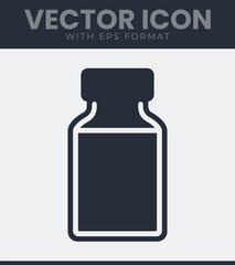Generic container bottle for liquid medicine or chemical product minimalist filled icon, health, pharmacy, medical, drug, pharmaceutical, solid vector symbol illustration
