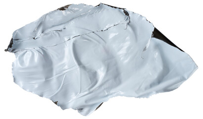 A fragment of white glossy polyethylene on an isolated background, top view