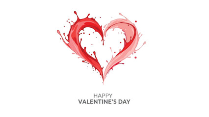 Red heart shape made of liquid splashes on white background with happy valentine's day text