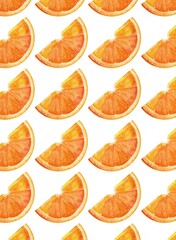 Seamless watercolor pattern featuring a hand-painted orange slice with fresh citrus texture, vibrant colors, and a natural artistic style. Ideal for packaging, textiles, wallpaper, and surface design.