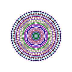 Vibrant Geometric Mandala with Concentric Diamond Patterns and Rainbow Colors