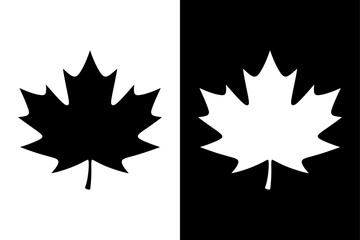 Maple Leaf Silhouette Icon Vector Black and White Canadian Emblem