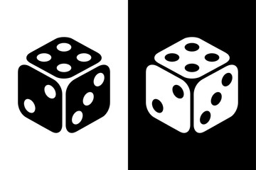 Minimal Dice Icon Silhouette Vector Black and White Casino Design