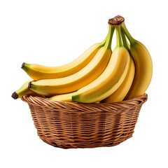 A bunch of ripe yellow bananas, a healthy tropical fruit snack, is fresh and isolated on white