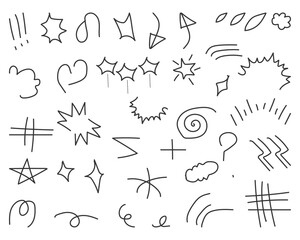 Hand-drawn doodle elements collection on a white background.