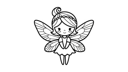 Naklejka premium Whimsical Fairy Illustration A charming outline for creative projects