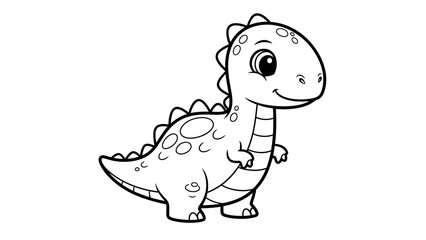 Obraz premium Cute cartoon dinosaur vector illustration for children's coloring book