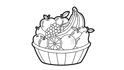 Fruitful Bounty A Basket of Freshness in Black and White