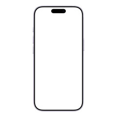 Lavender smartphone template. For Mockup. No background. White blank screen. Isolated