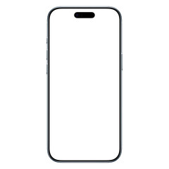 Sky blue smartphone template. For Mockup. No background. White blank screen. Isolated