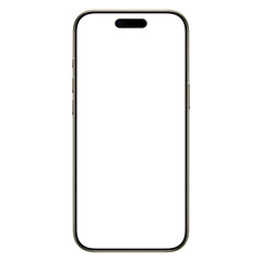 Light gold smartphone template. For Mockup. No background. White blank screen. Isolated